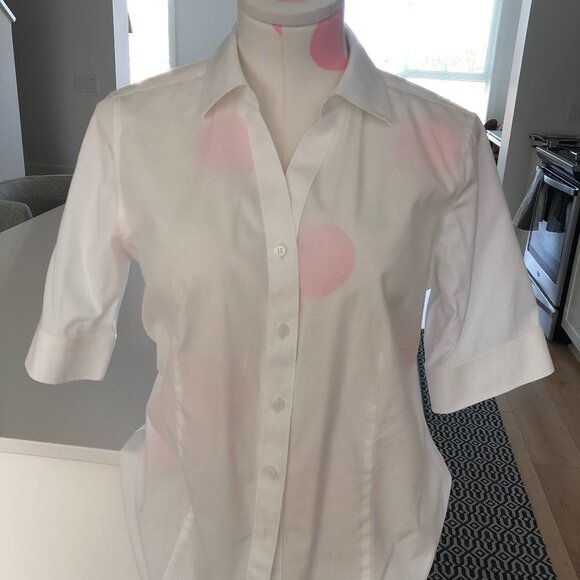 Talbots Button Down Non-Iron Fitted Cotton Shirt White Size 4 - Picture 1 of 12